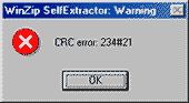 WinZip SelfExtractor: Uyarı CRC hatası: 234 # 21