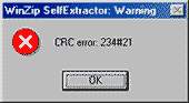 WinZip SelfExtractor: Avertissement Erreur CRC: 234 # 21