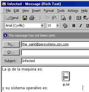 Infected; La ip de la maquina es: y su sistema operativo es: ip.txt